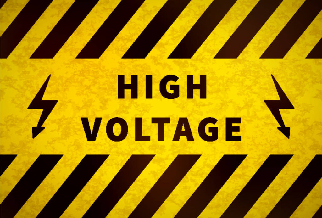 Yellow and Black High-Voltage Danger Sign